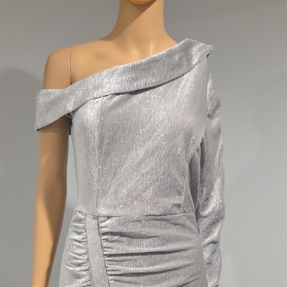 Lavish Alice Metallic Silver One-Shoulder Dress - Picture 3 of 16